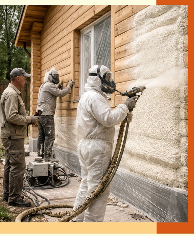 Утепление дома из бруса ППУ в Балтийске от 3925 руб/м2 под ключ | ТепломастерБлт