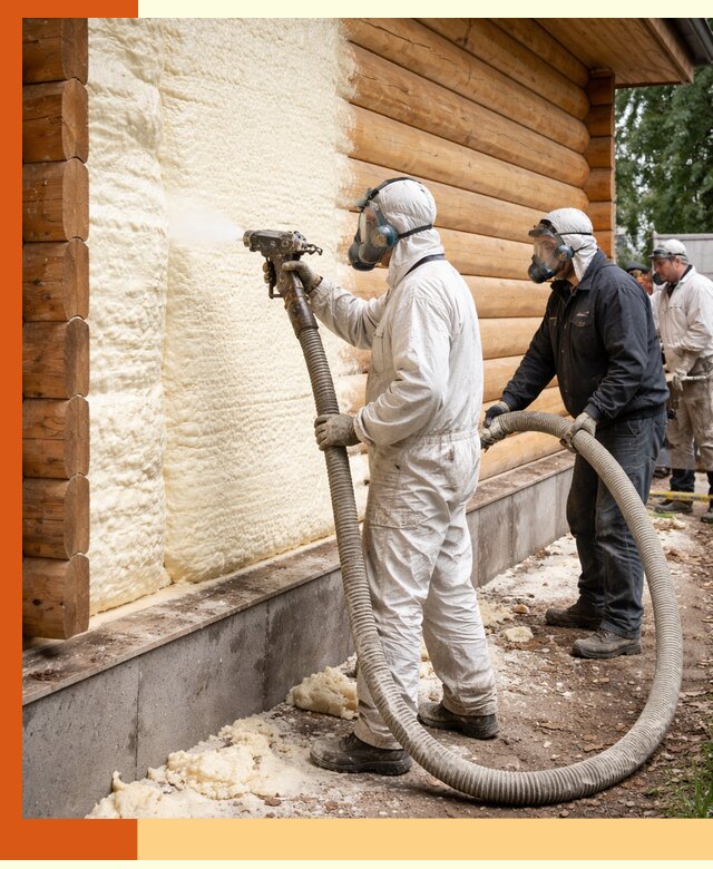 Утепление дома из бруса пенополиуретаном в Балтийске