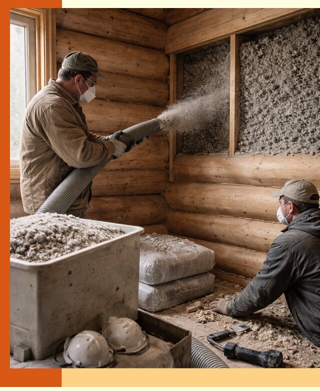 Утепление дома из бруса эковатой в Балтийске