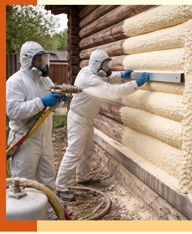 Утепление бревенчатого дома ППУ в Балтийске эффективной изоляцией