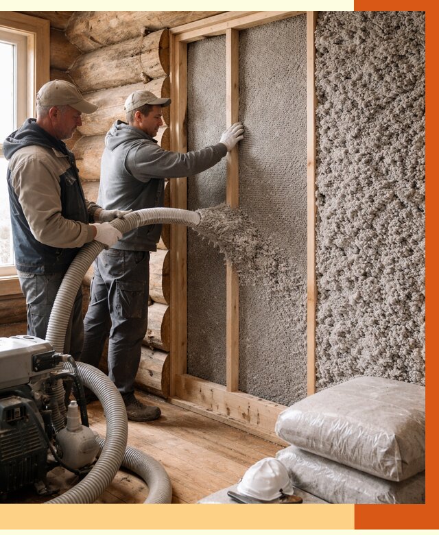 Утепление бревенчатого дома эковатой в Балтийске от 2804 руб. | ТепломастерБлт