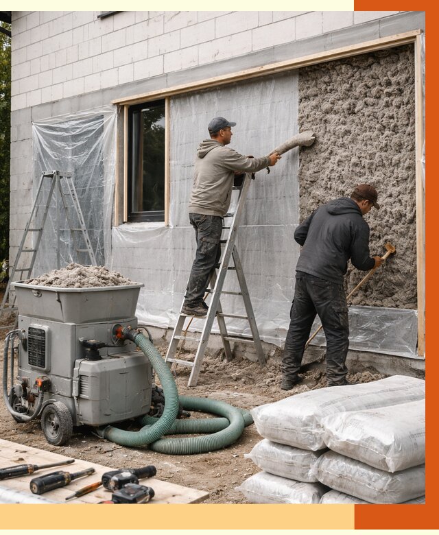 Утепление дома из газобетона эковатой в Балтийске от 4588 руб./м2 | ТепломастерБлт