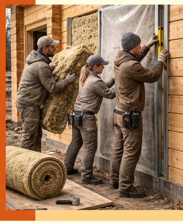 Утепление дома из двойного бруса в Балтийске качественно и надёжно