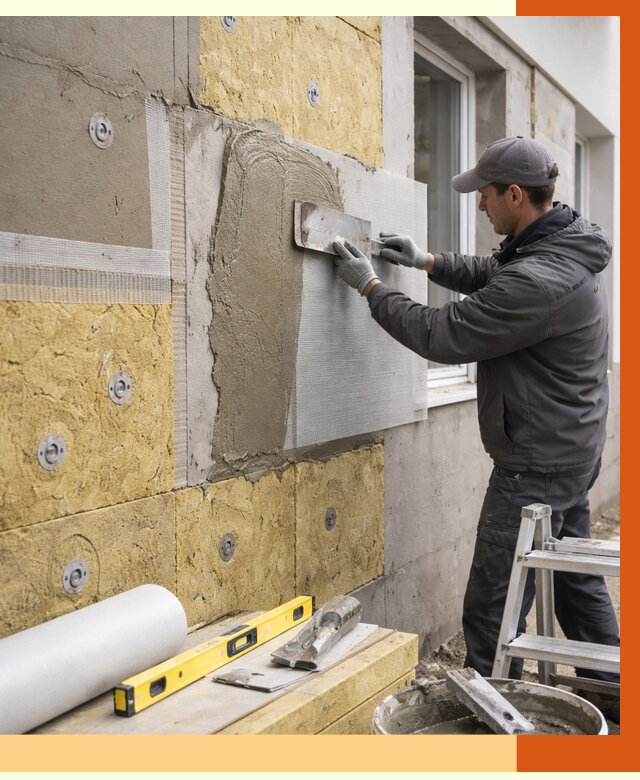 Утепление фасада под штукатурку в Балтийске от 4282 руб/м2 — монтаж пенопластом и минватой | ТепломастерБлт