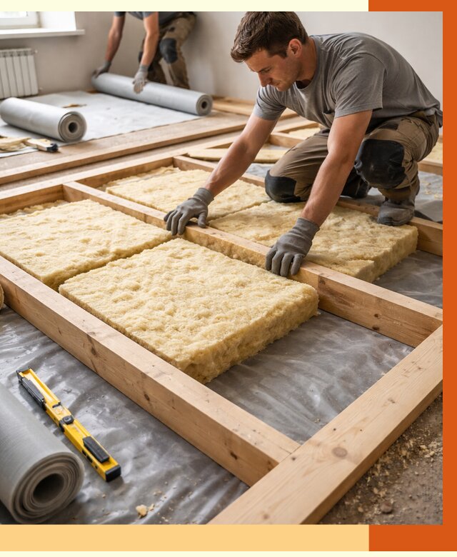 Утепление деревянного пола в Балтийске от 1529 руб./м2 под ключ | ТепломастерБлт