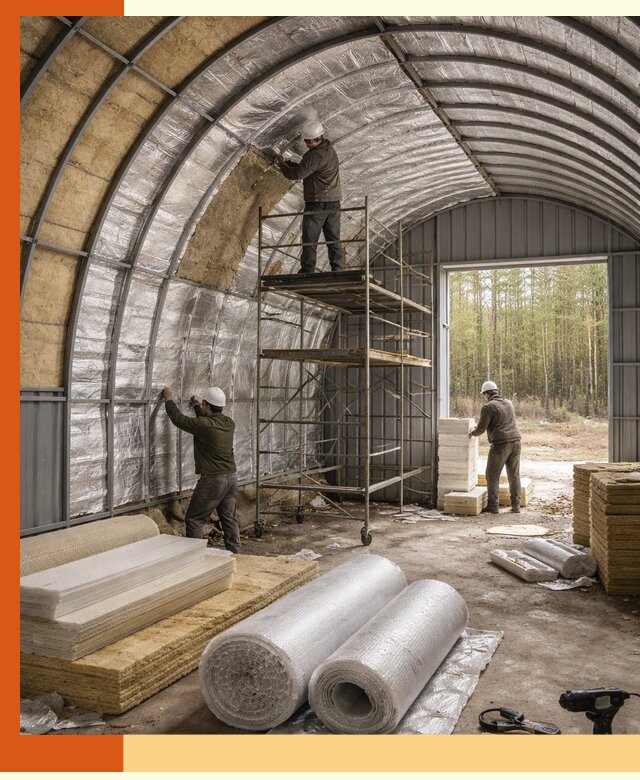 Утепление арочного ангара под ключ в Балтийске