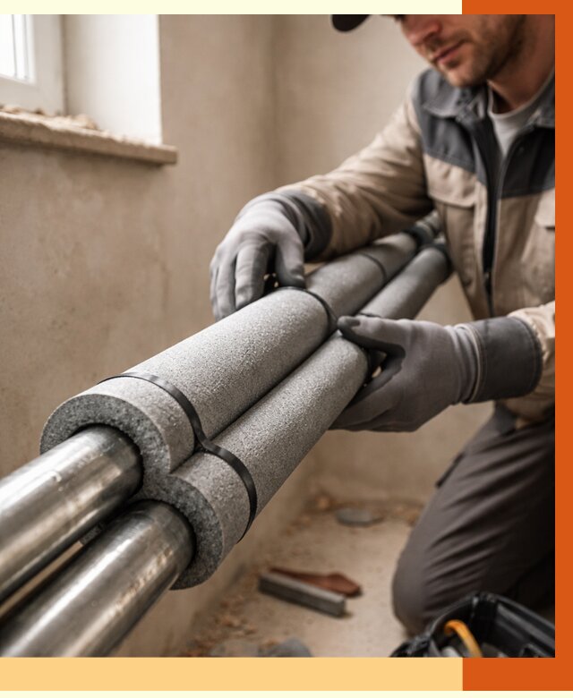 Утепление труб отопления в Балтийске от 2906 руб. за м² — услуги под ключ | ТепломастерБлт