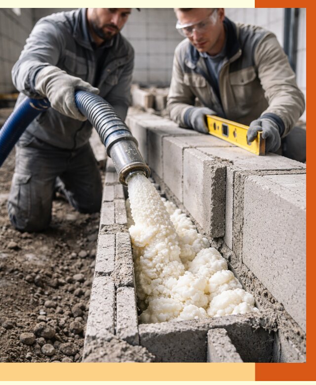 Заполнение колодцевой кладки ППУ в Балтийске от 4282 руб. за м2 | ТепломастерБлт