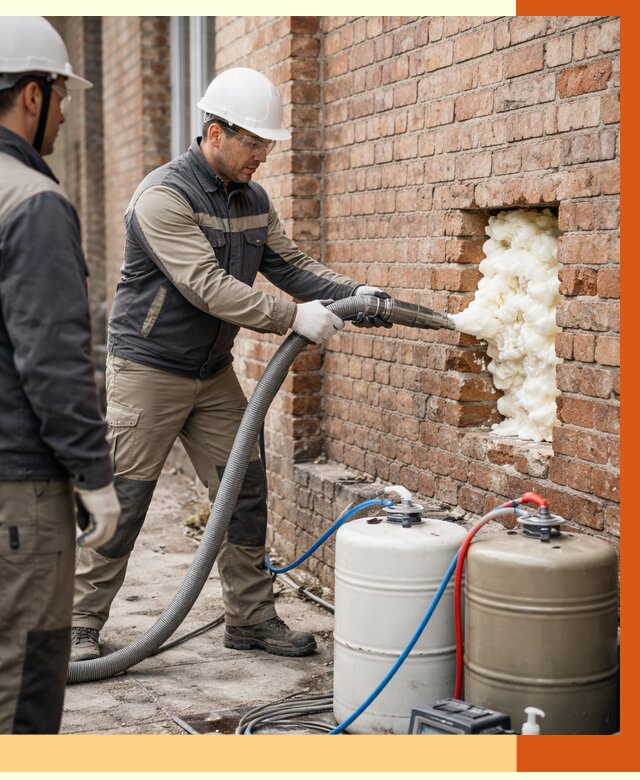 Заливка ППУ в пустоты кирпичной стены в Балтийске от 2804 руб. | ТепломастерБлт