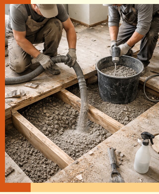 Заполнение пустот пола в Балтийске полиуретаном и пенополистиролом