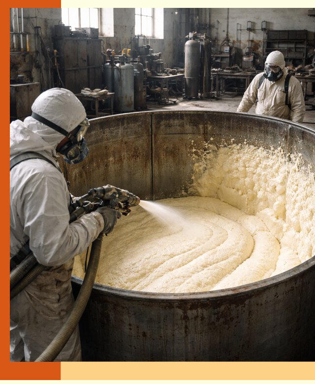 Заливка ппу в емкости с полной изоляцией и герметизацией в Балтийске