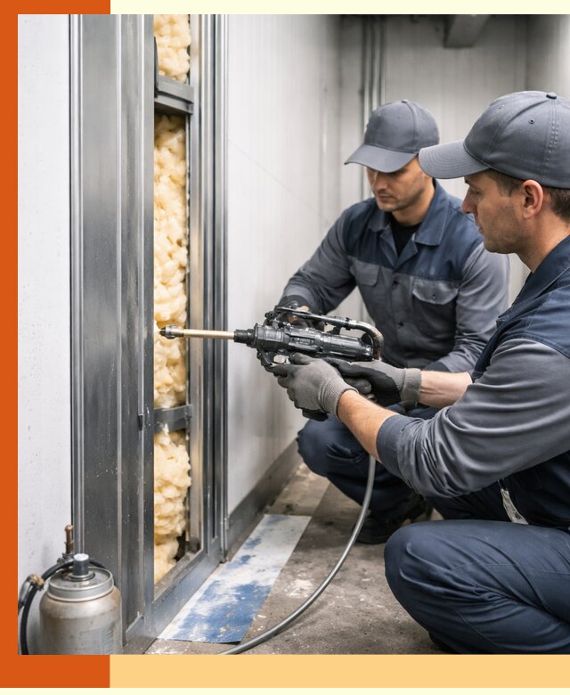 Заполнение пустот холодильных панелей в Балтийске специализированной пеной