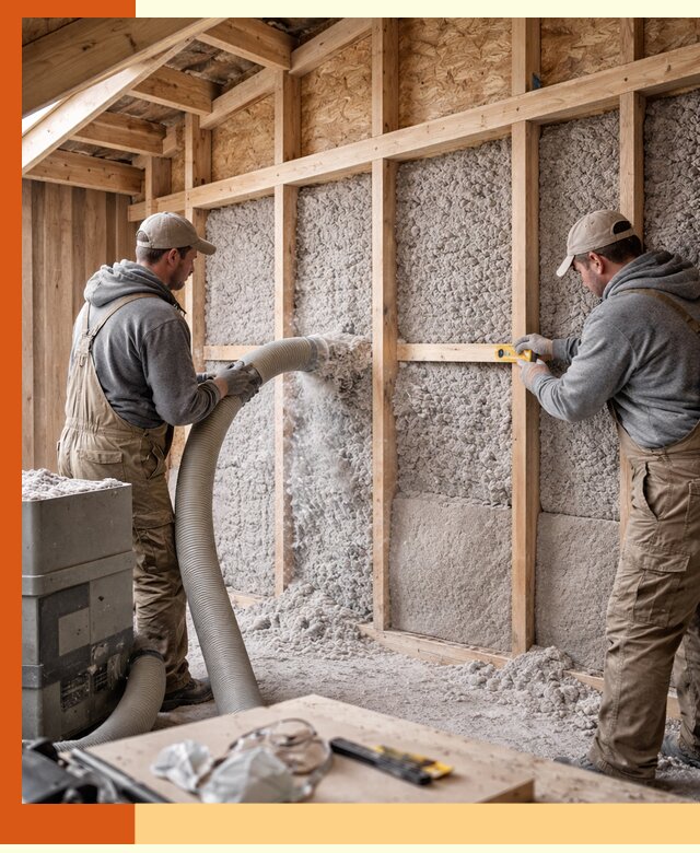 Утепление эковатой стен, потолков и перекрытий в Балтийске