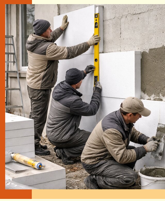 Утепление пенопластом наружных стен и фасадов в Балтийске