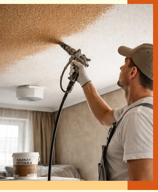 Утепление потолка жидкой пробкой в Балтийске от 3568 руб. | ТепломастерБлт