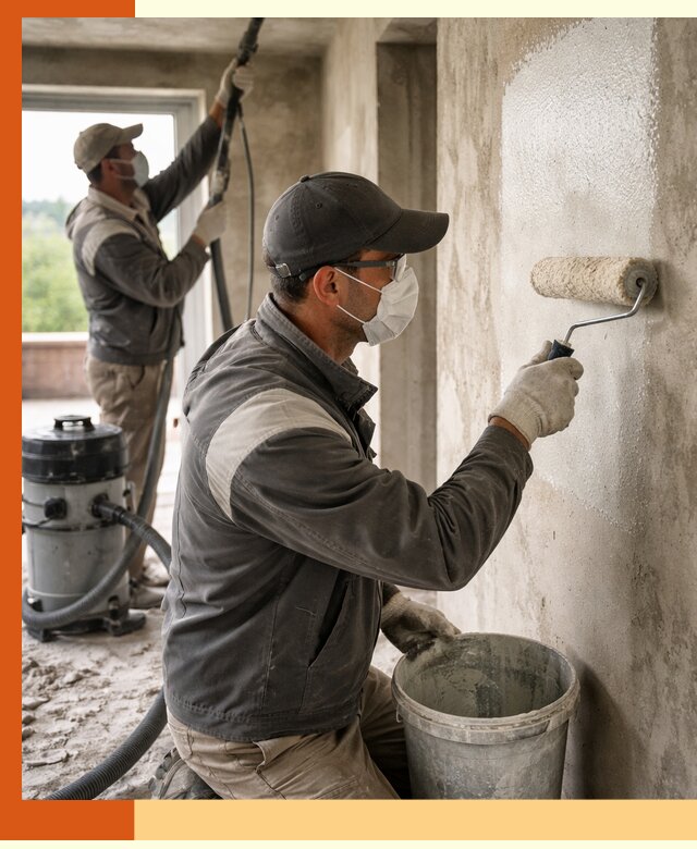 Подготовка поверхности под напыление утеплителя в Балтийске